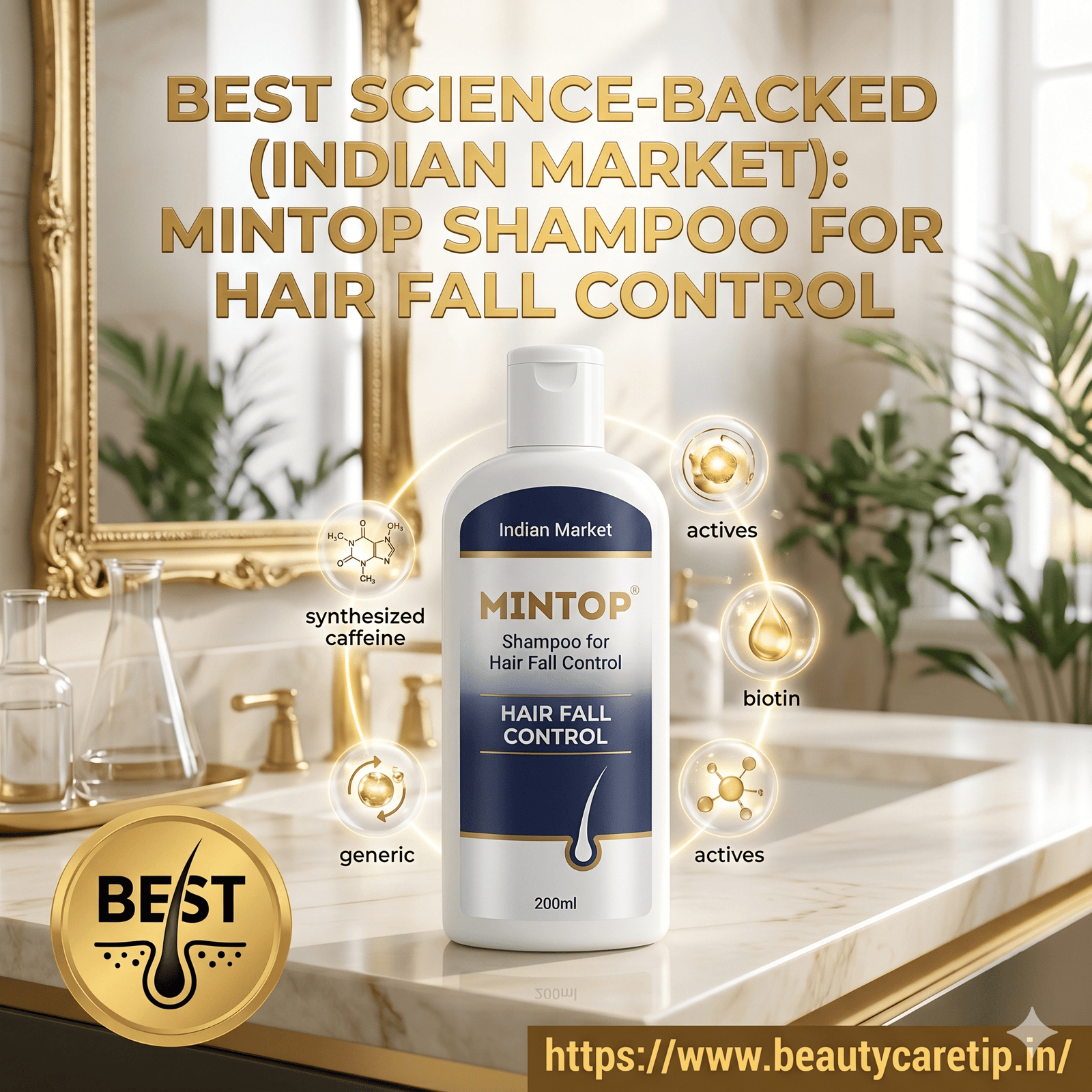 Mintop Shampoo bottle on a white background.