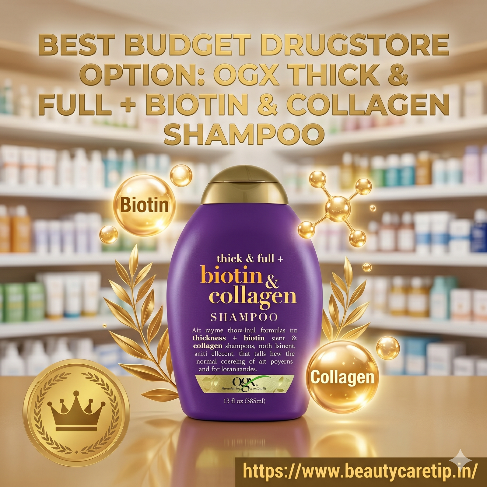 OGX Thick & Full purple shampoo bottle.